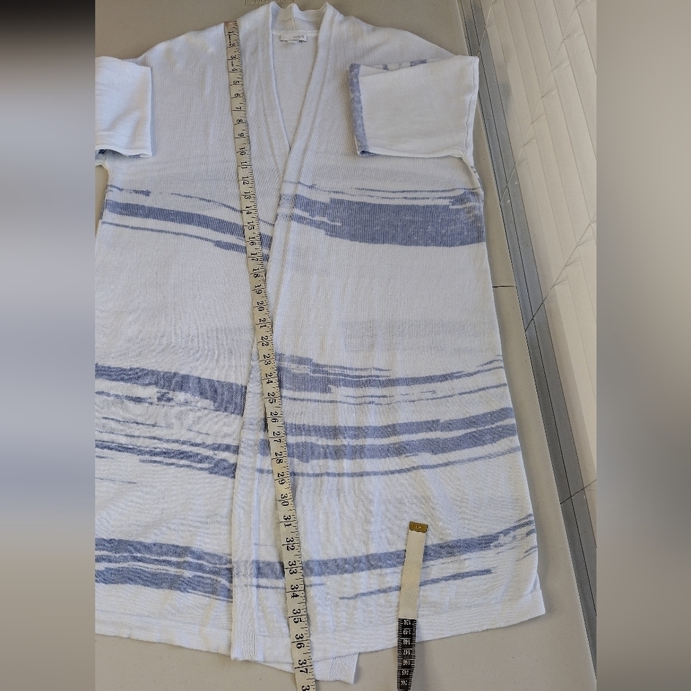 J. Jill Linen Cotton Coastal Grandma Open Front Knit Woman's Cardigan - Picture 12 of 14